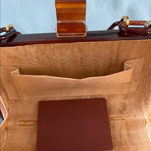 Vintage 1940s 1960s tortoise shell lucite or acrylic handbag - Picture 9 of 10